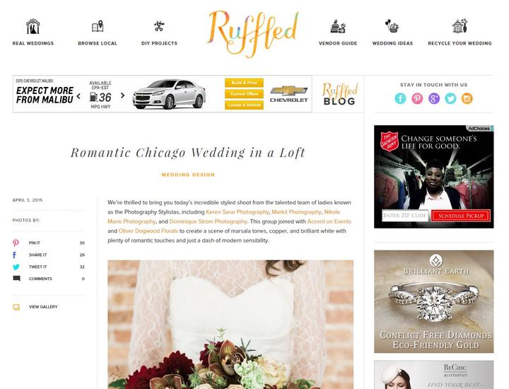 ruffled | chicago loft winter wedding | press